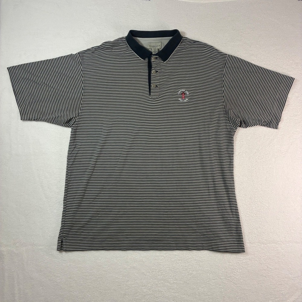 Cutter Buck Harbour Town Golf Links Polo Shirt Mens XL Black Pima Lighthouse
